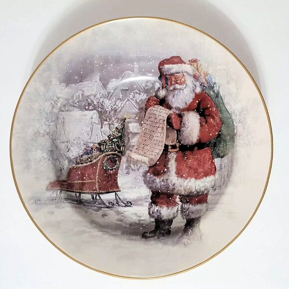 NEW RARE Pottery Barn Large Nostalgic Santa Serving Bowl 13.25" D x 3" H NIB - Picture 1 of 5